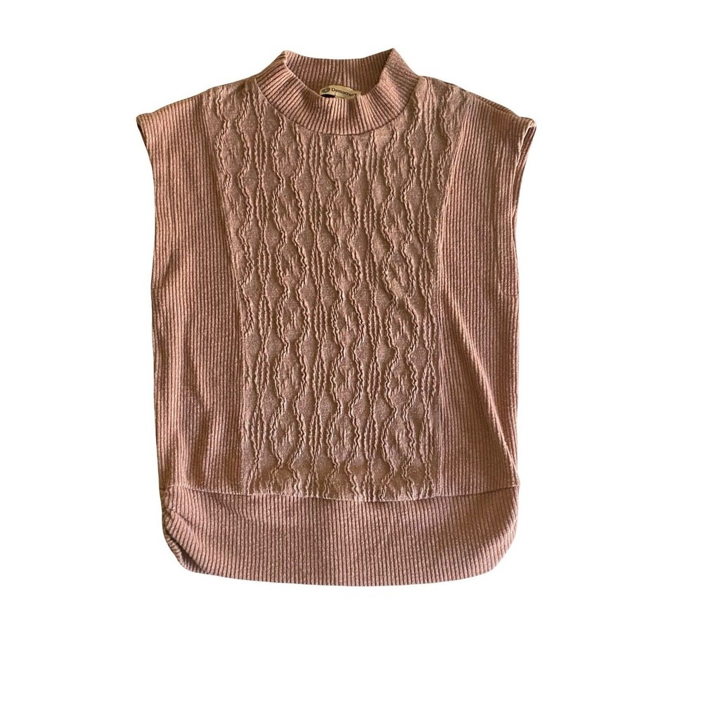 Democracy Blush Pink Cable Knit Mock Neck Tank